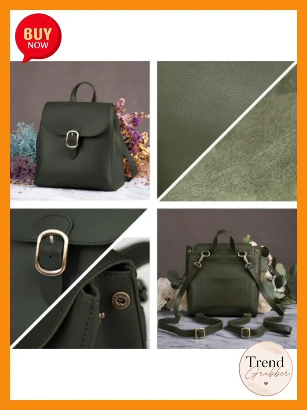 Vegan Leather Convertible 3 Way Backpack Crossbody Purse Handbag